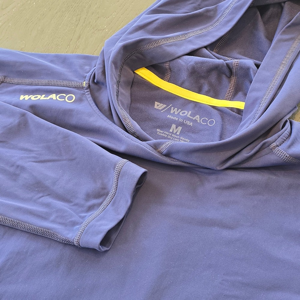 WOLACO Mens Training Hoodie Navy Blue Long Sleeve Performance Athletic Shirt‎ M